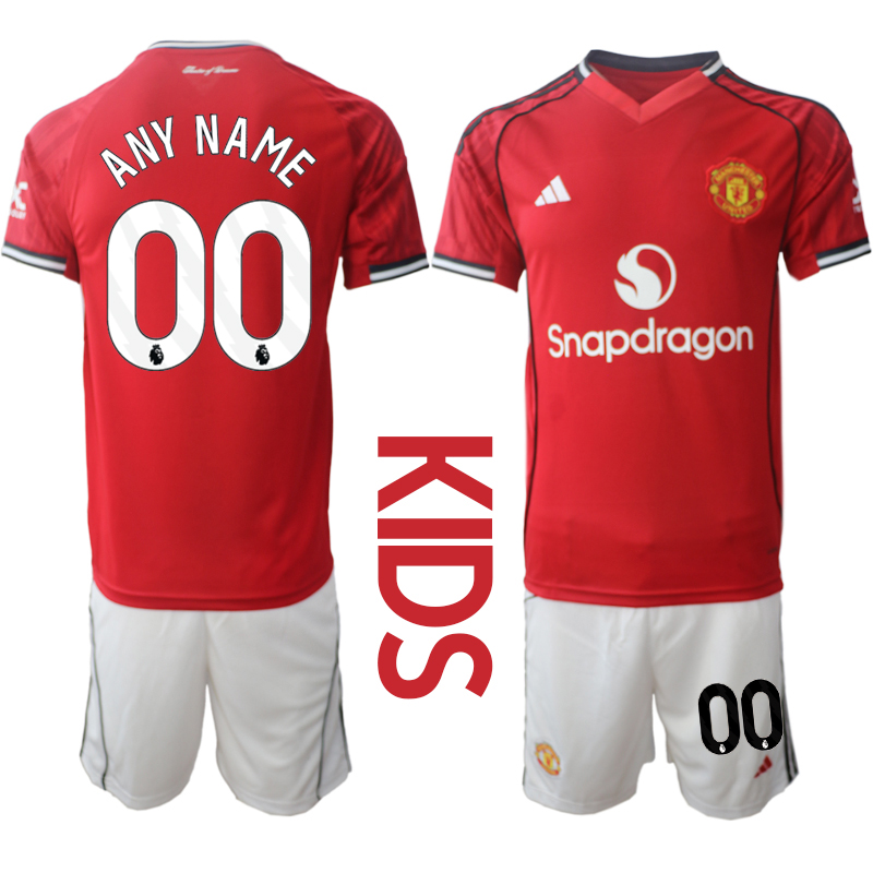 Youth 2025-2026 Club Manchester United home Red customized Soccer Jersey->customized soccer jersey->Custom Jersey